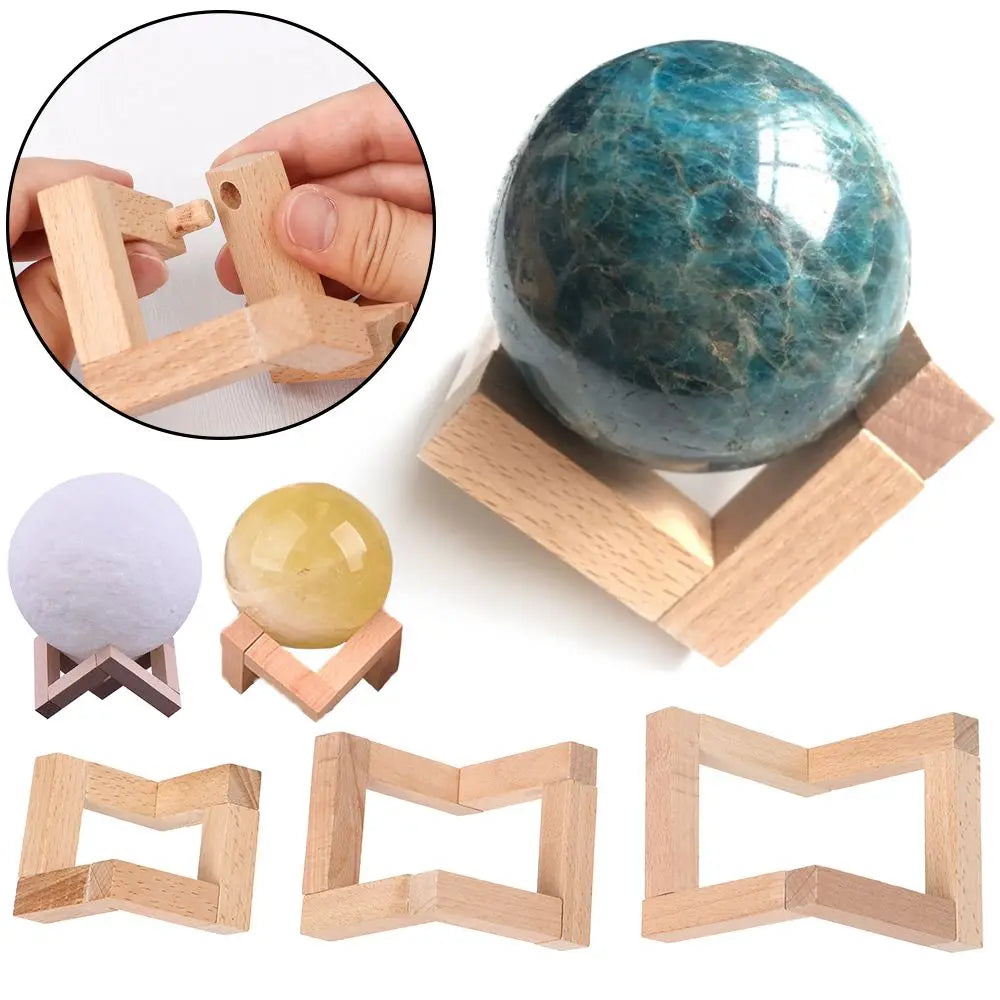 Wood Crystal Ball Holder & Moon Lamp Display Stand