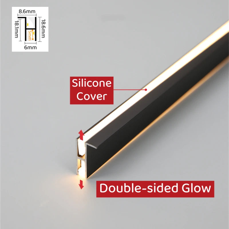 Recessed LED Aluminum Profile Cabinet Strip Light | 18mm Board