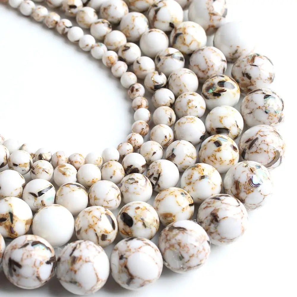 Shell Howlite Round Spacer Beads – DIY Jewelry Making 15"