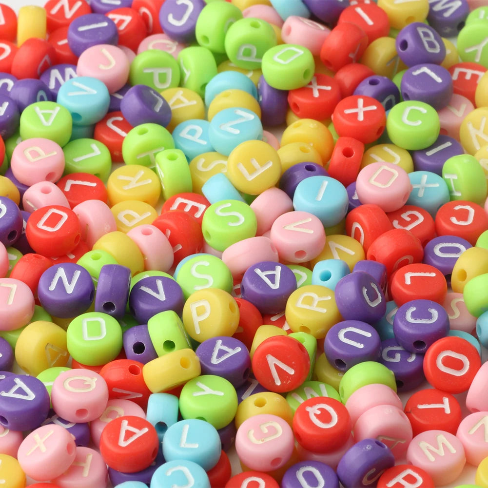 Pink Acrylic Letter Beads – Alphabet Spacer Beads for DIY Jewelry