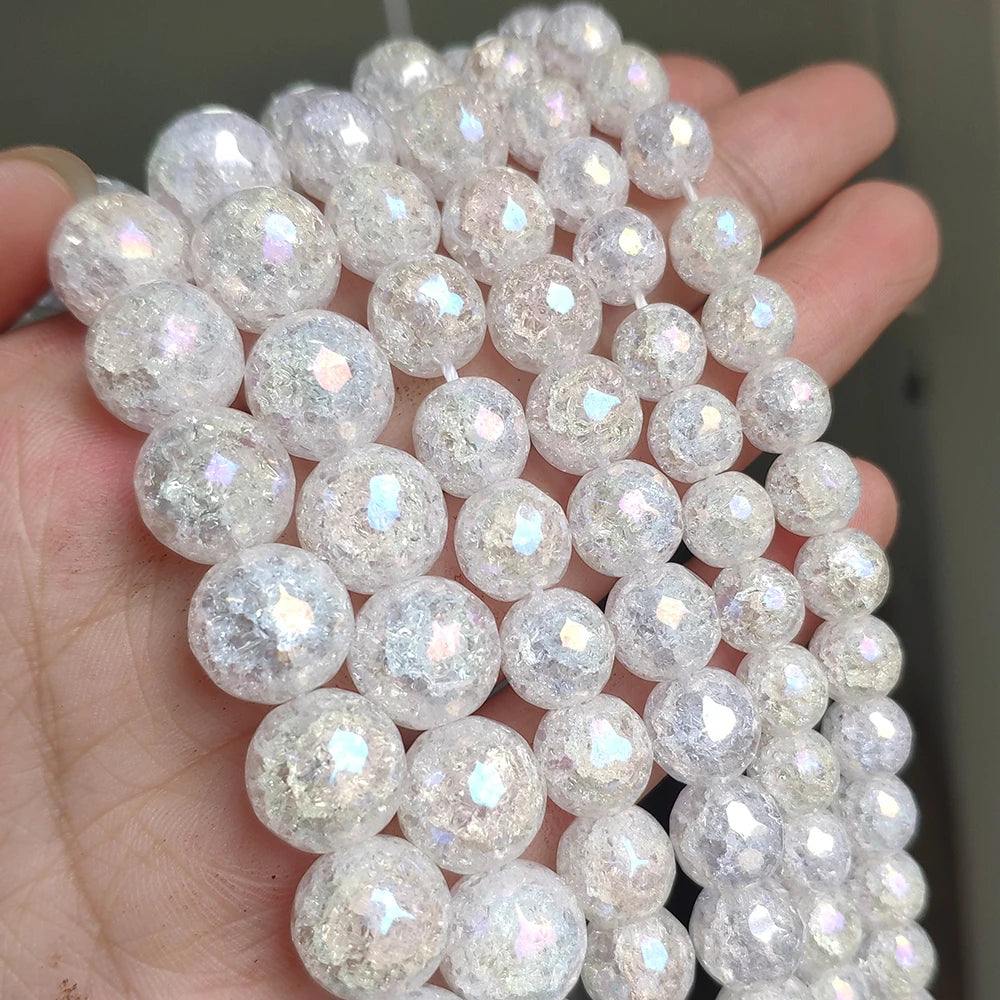 Snow Cracked Crystal Beads 6/8/10mm – Multicolor Quartz Strands