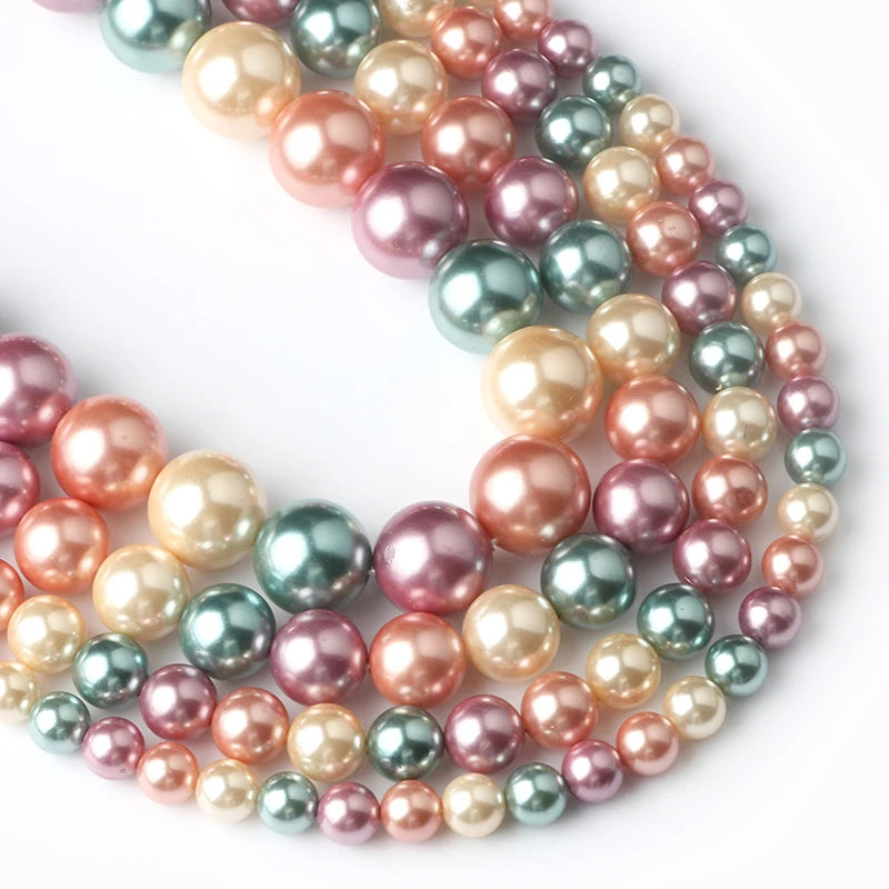 Shell Pearl Beads 15 Colors Round Spacer Beads for DIY Jewelry