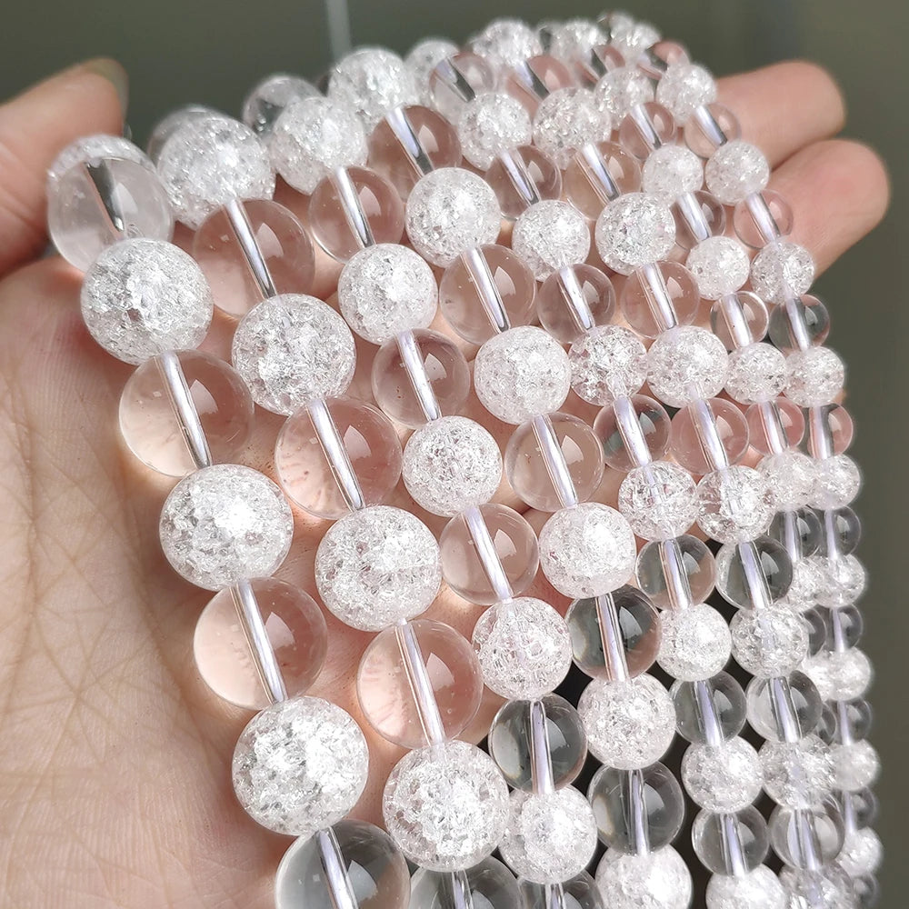 Snow Cracked Crystal Beads 6/8/10mm – Multicolor Quartz Strands