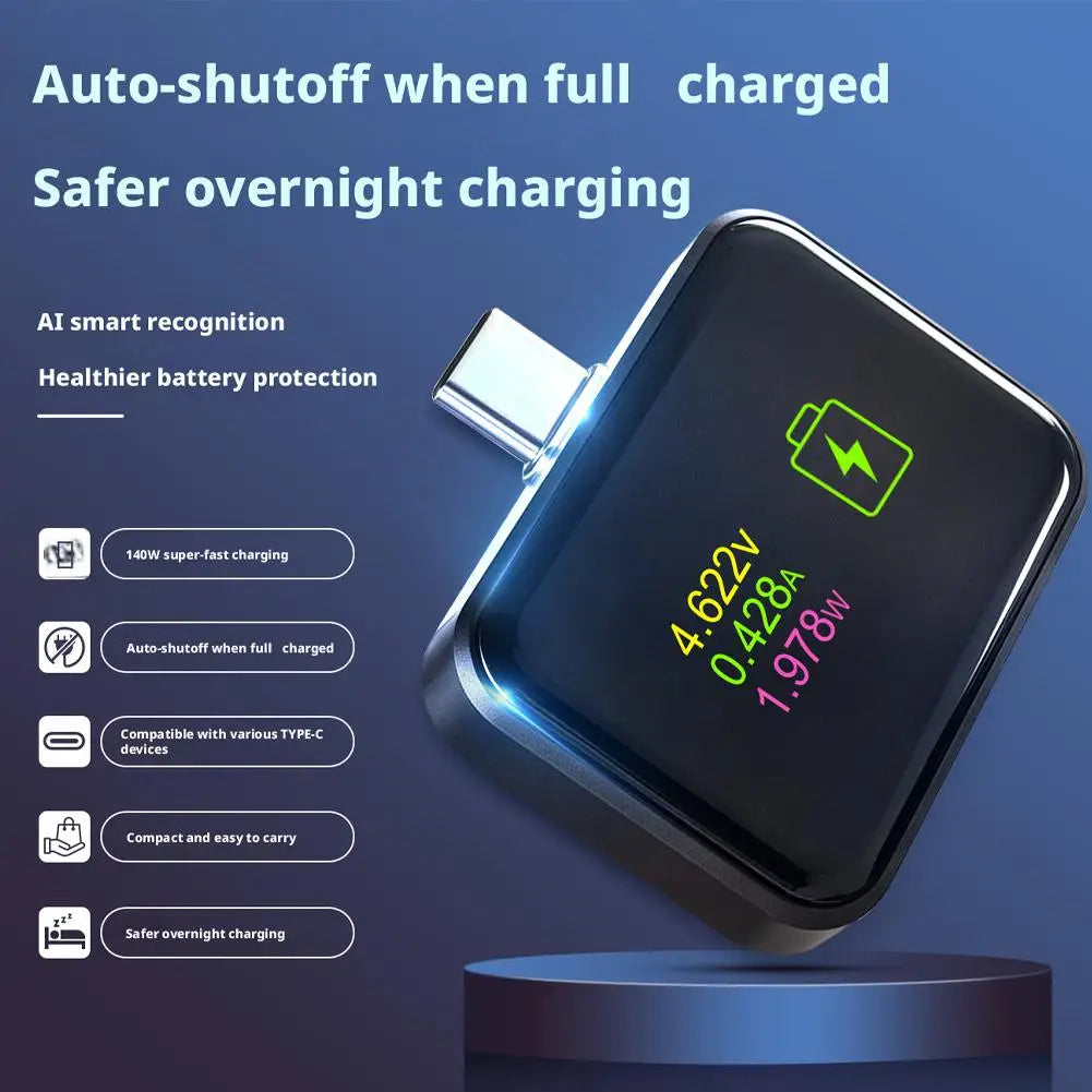 Smart Auto Power-Off USB Charger – 140W Digital Display