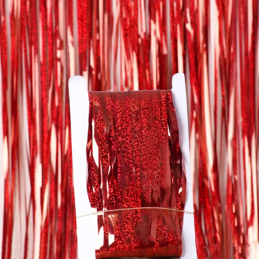 Pink Gold Foil Fringe Curtain – Party Photo Booth Backdrop