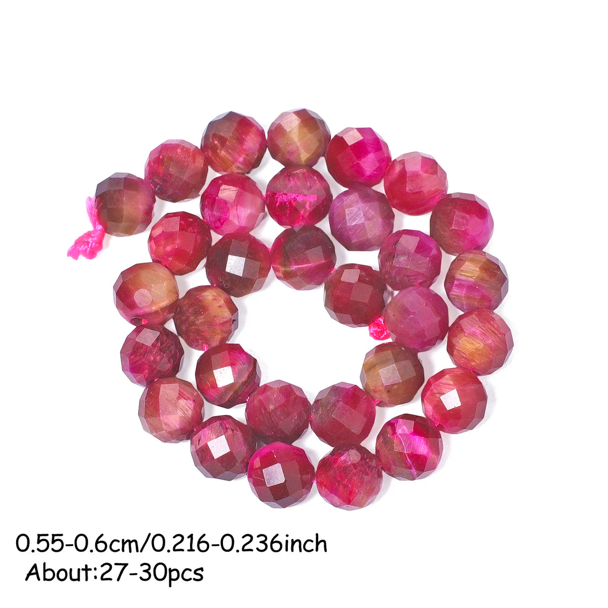 Rose Red Tiger Eye Stone Beads – AAA Faceted Round Loose Spacer