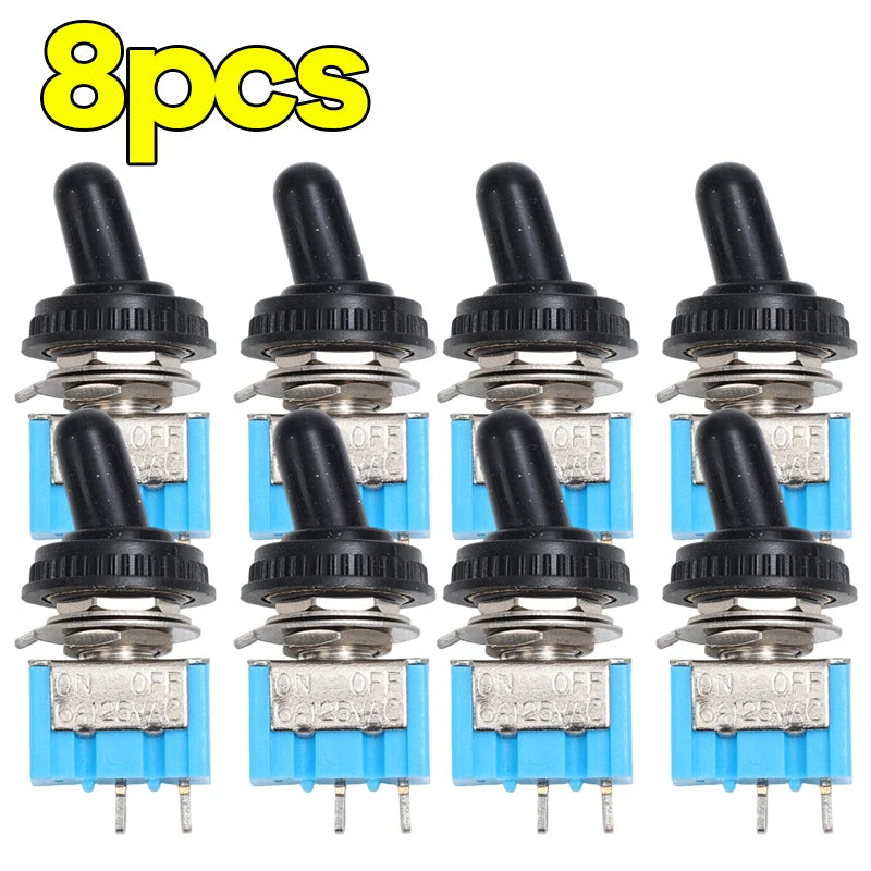 MT-S101 Mini Toggle Switch 2-Pin ON/OFF 3A 125VAC Waterproof Cap