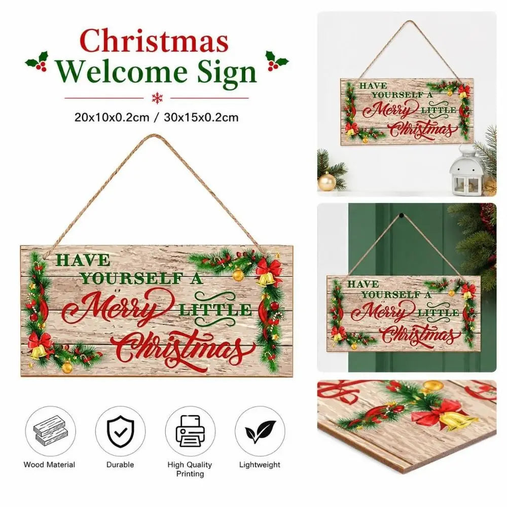 Rustic Wooden Christmas Hanging Wall Decor Welcome Sign