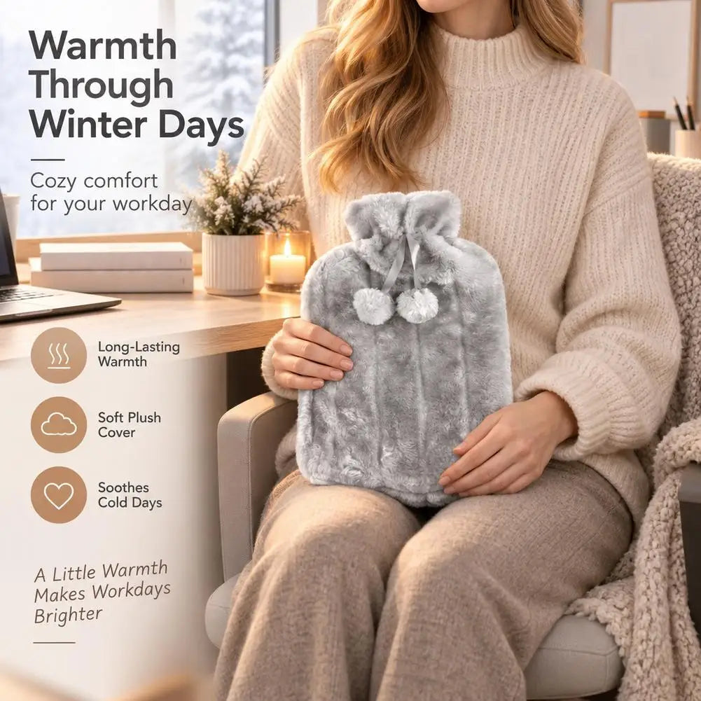 Plush Hot Water Bottle Cover – Washable 2L Bag Sleeve