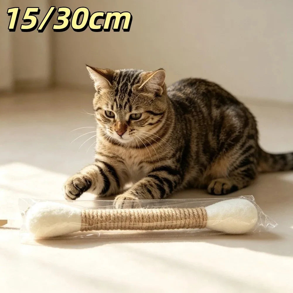 Large Cat Kick Stick – Hemp Rope Fleece Interactive Cat Toy