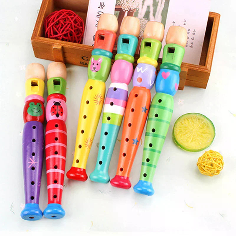 Kids Wooden Flute – Colorful Educational Woodwind Toy