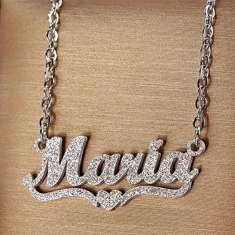 Custom Name Heart Necklace – Personalized Stainless Steel Pendant
