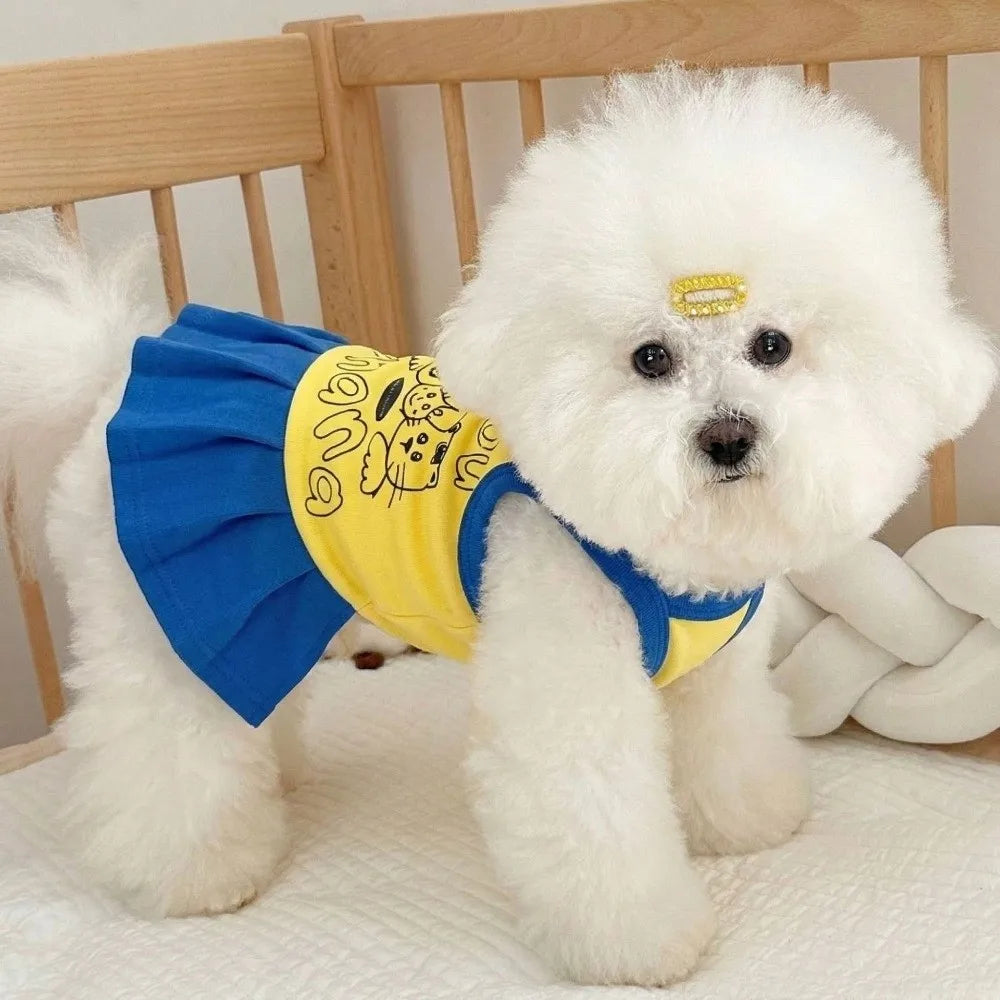 Cartoon Small Dog Vest – Color-Block Summer Pet Top S/M/L