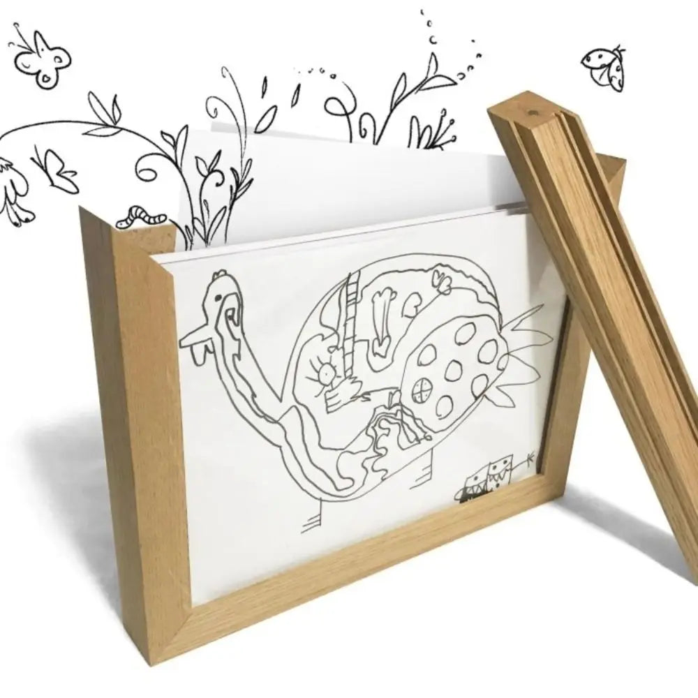 Wooden Kids Art Frame – Rotatable Changeable Display