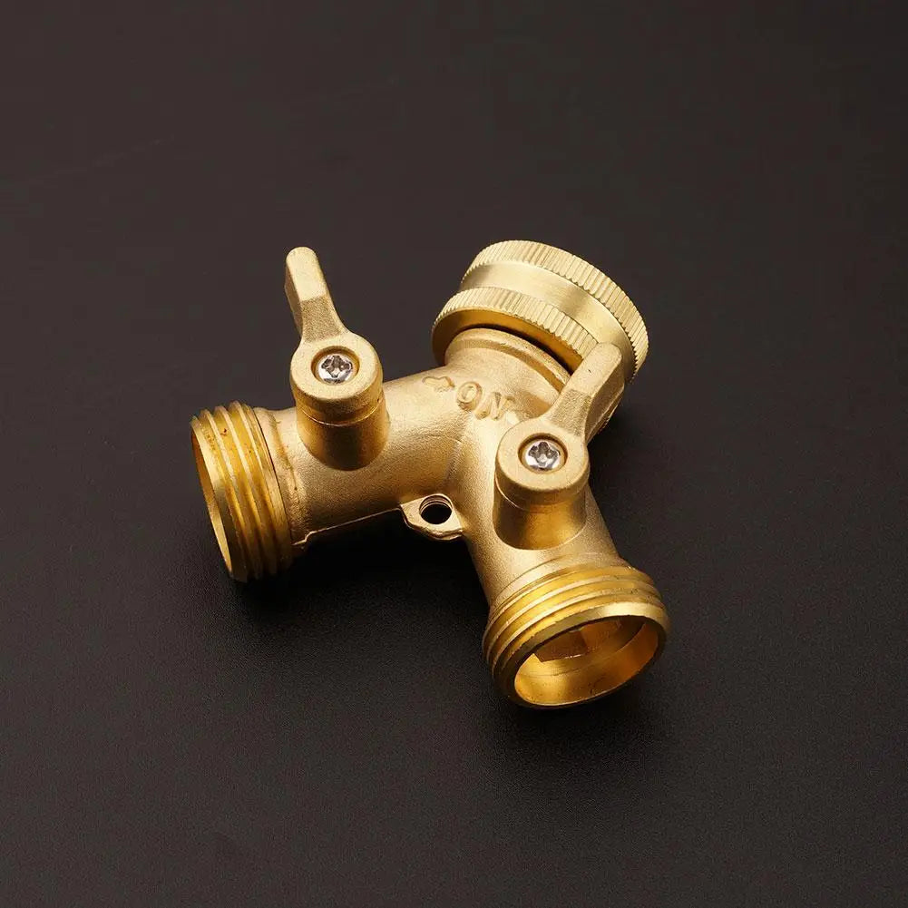 Brass 3/4" Y-Shape Garden Hose Splitter – 2-Way Tap Connector