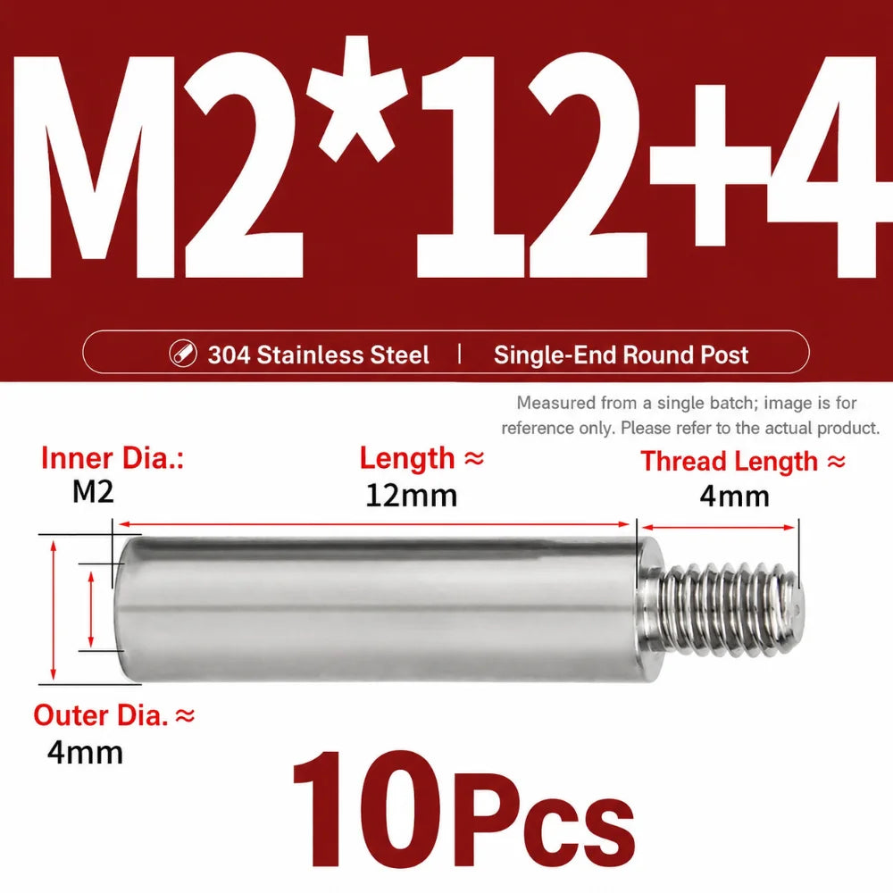 M2–M10 304 Stainless Steel PCB Standoff Spacer Pillars – 10 Pack