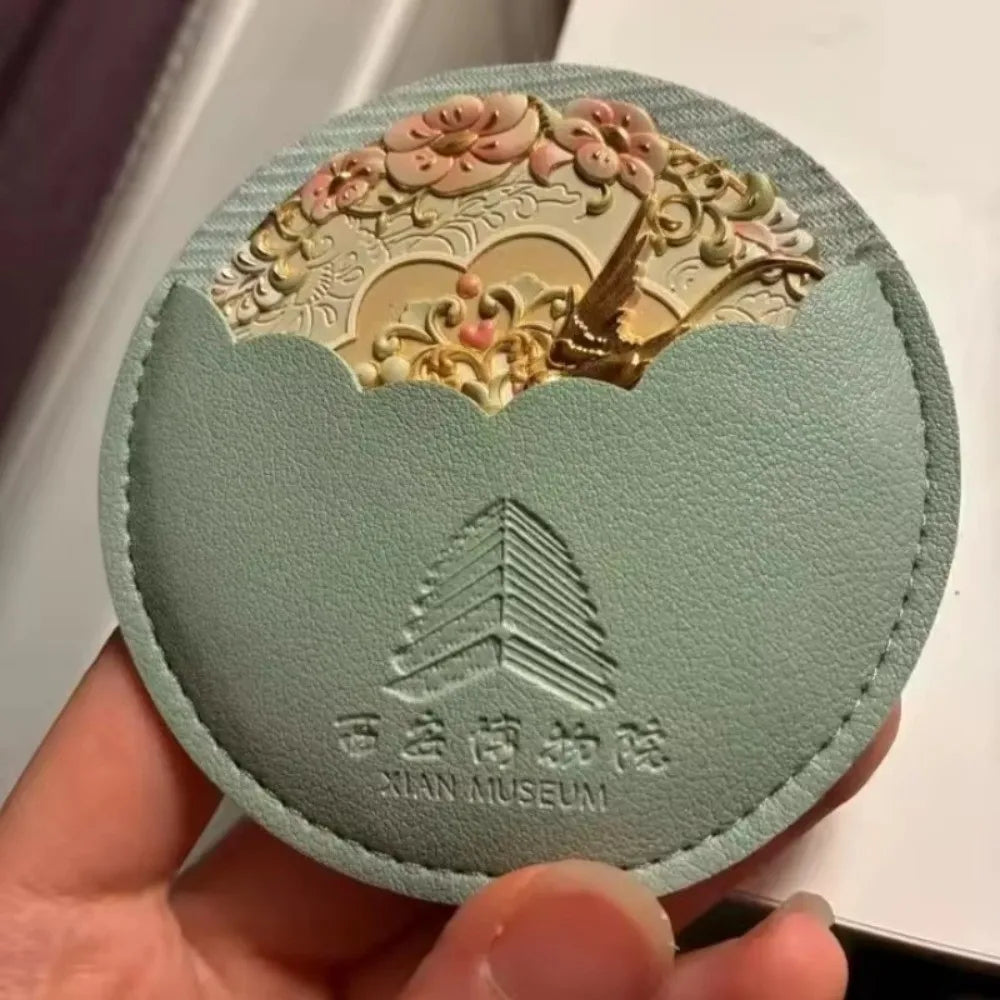Vintage Chinese Peony Pocket Mirror – Compact Makeup Mirror