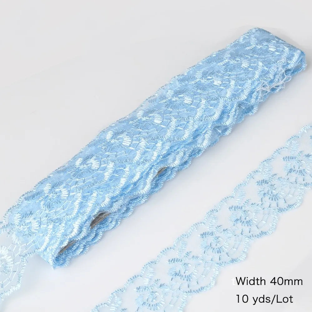 10 Yards Floral Embroidery Lace Trim – Hollow Polyester 40mm