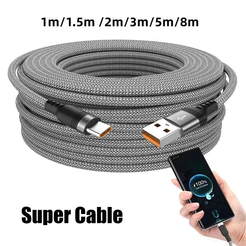 USB-C 6A Super Fast Charging Cable – Nylon Braided 1M–8M