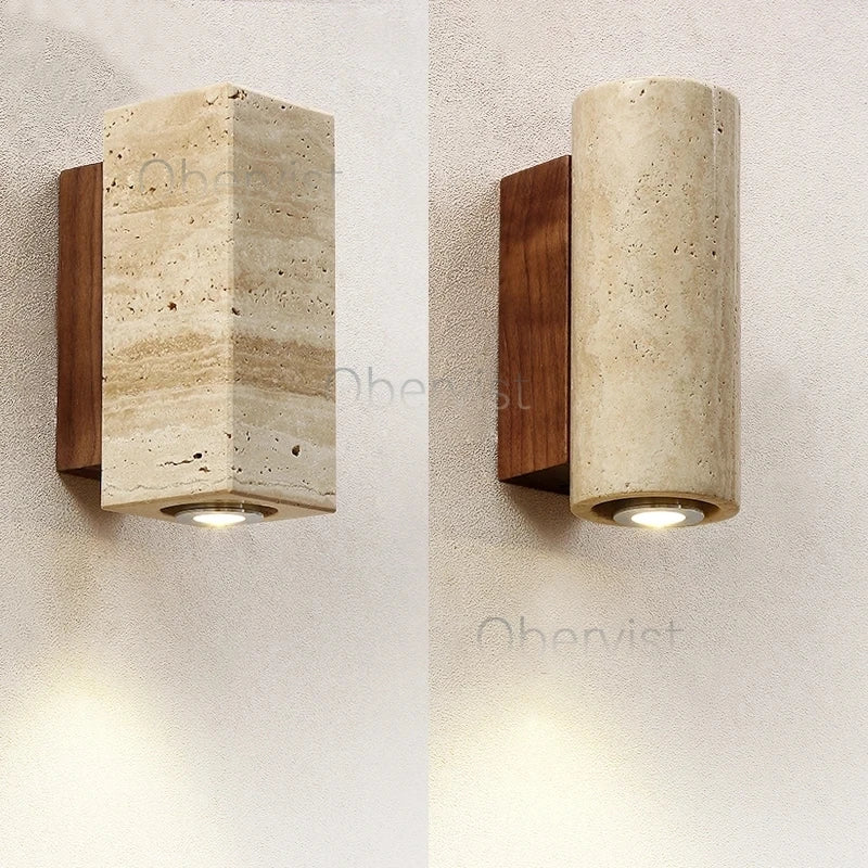 Wabi Sabi Travertine LED Wall Sconce | Bedroom & Living Room