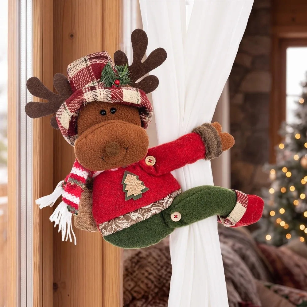 Christmas Curtain Tieback Clamp – Plush Cartoon Holiday Fastener