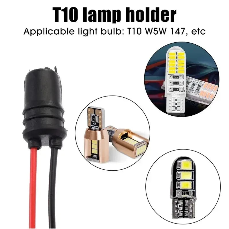 T10 W5W Bulb Socket Connector – Soft Rubber Wire Harness DC12V