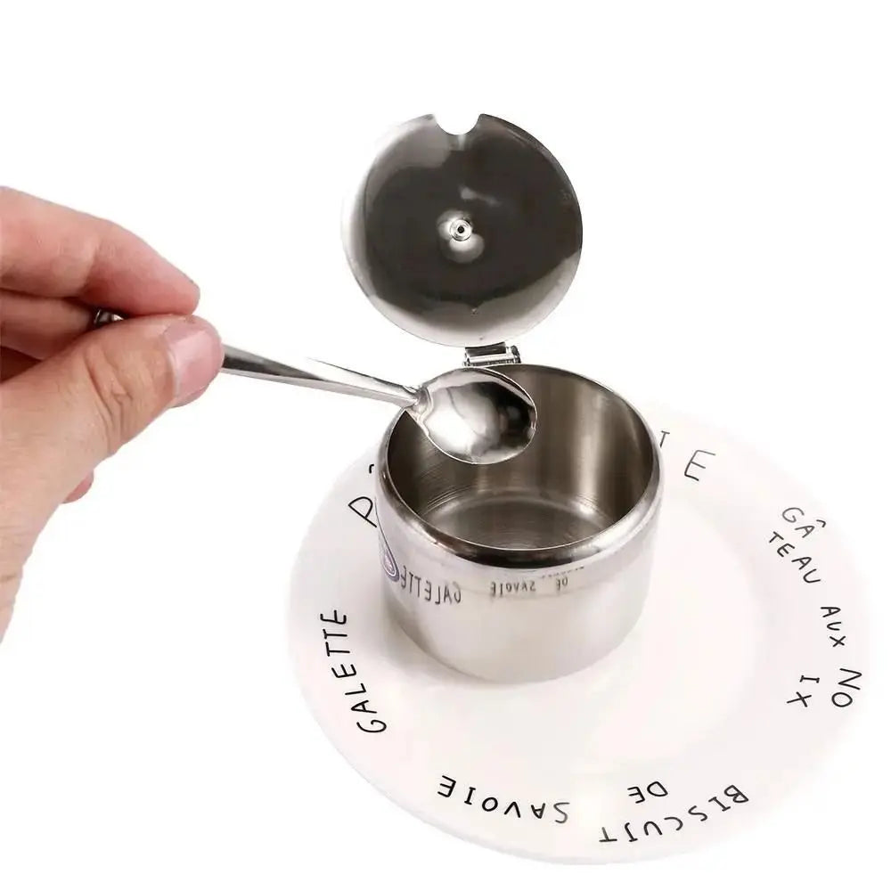 Stainless Steel Sugar Spice Jar with Lid & Spoon | 3 Sizes
