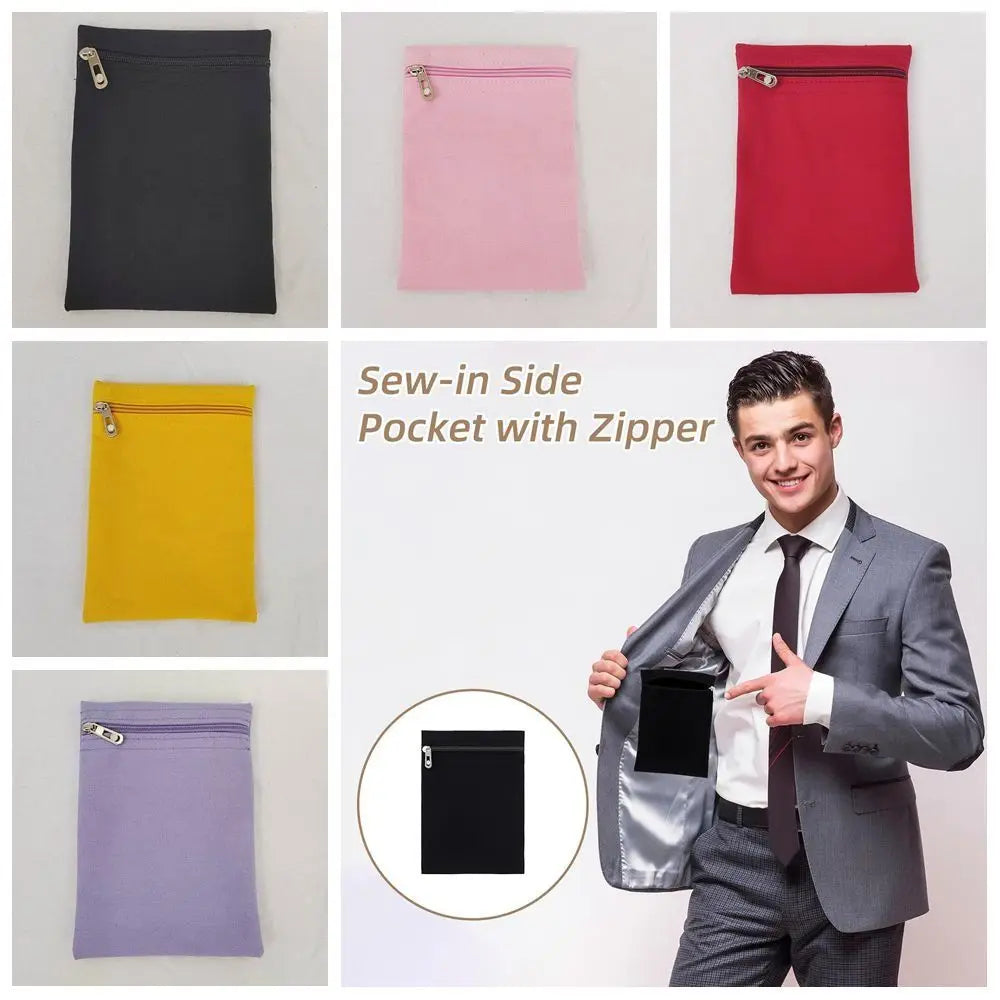 Zipper Sew-In Hidden Security Pocket – Polyester, 7 Colors
