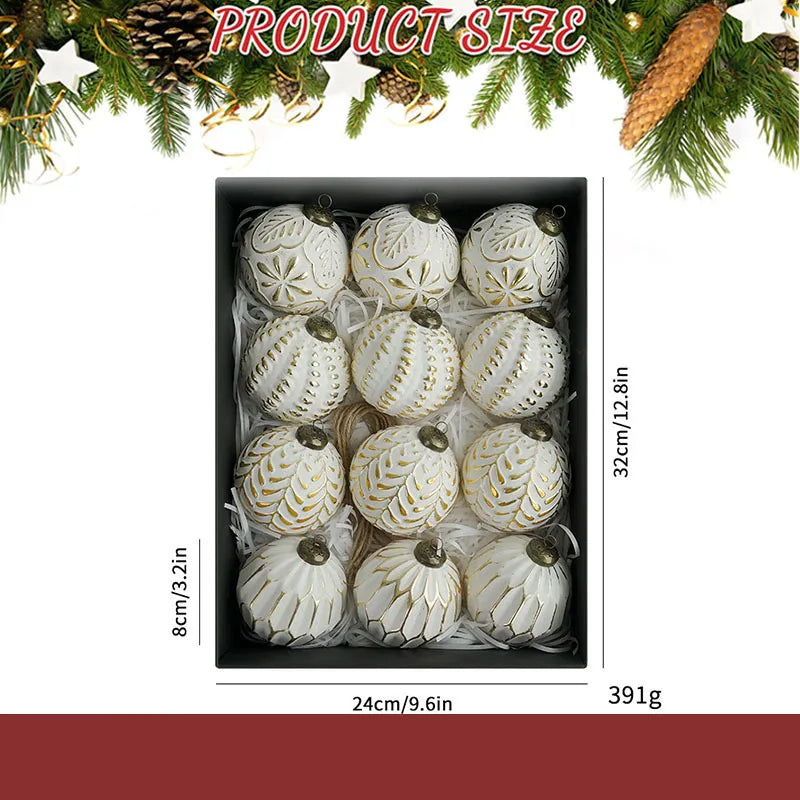 Shatterproof Christmas Ball Ornaments – 12 Pack 8cm Vintage Set