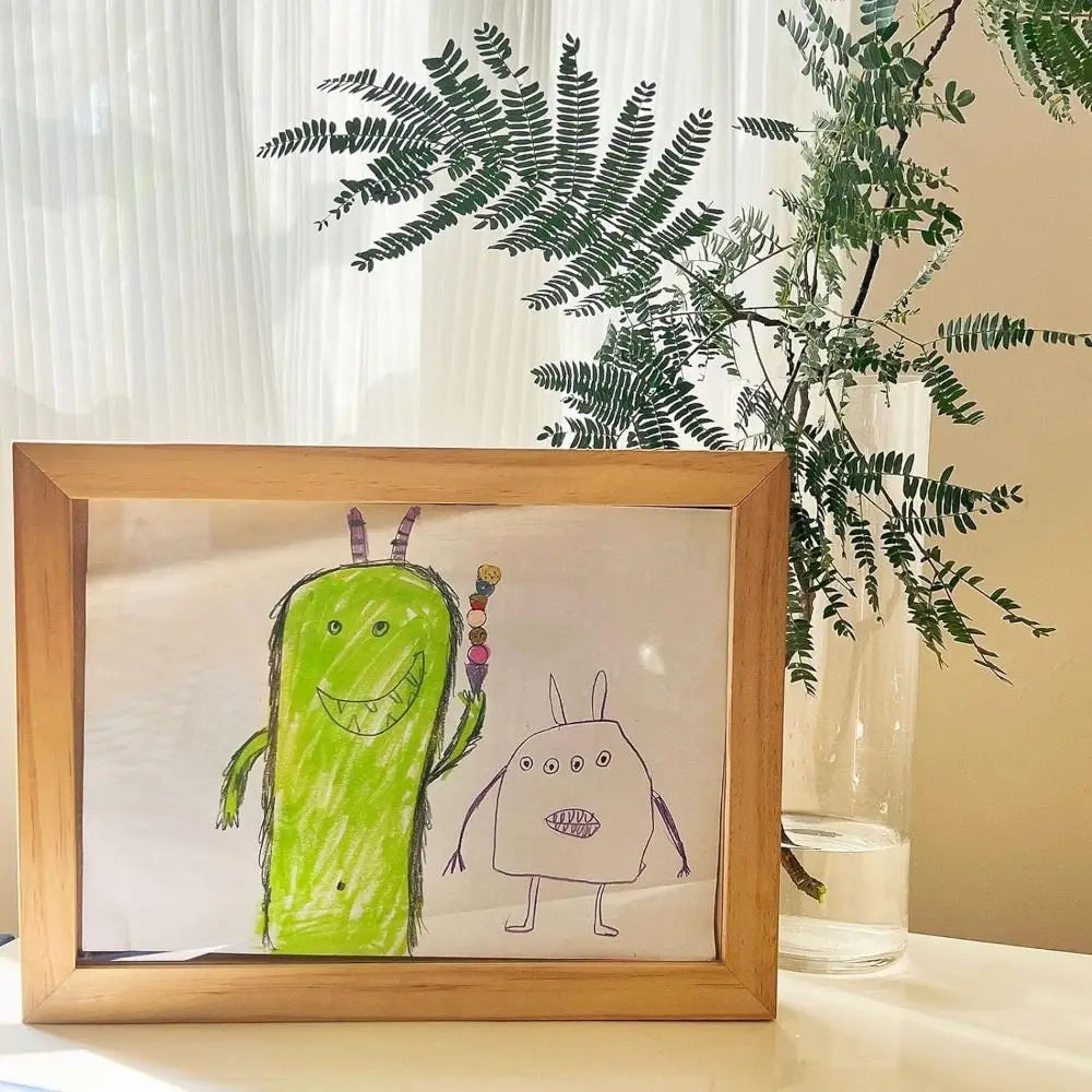Wooden Kids Art Frame – Rotatable Changeable Photo Display