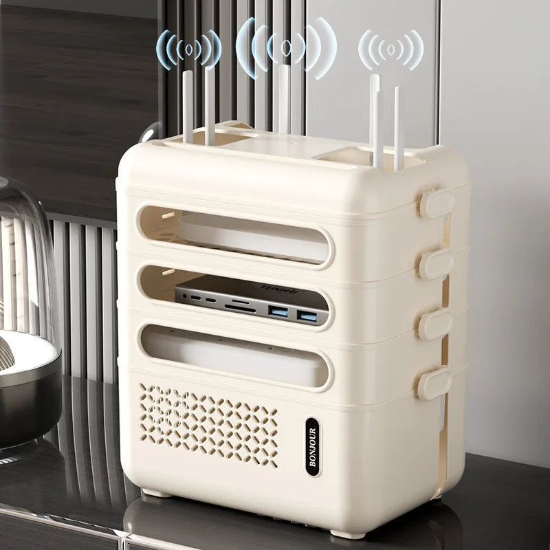 WiFi Router Organizer Box – Cable Management Storage Shelf