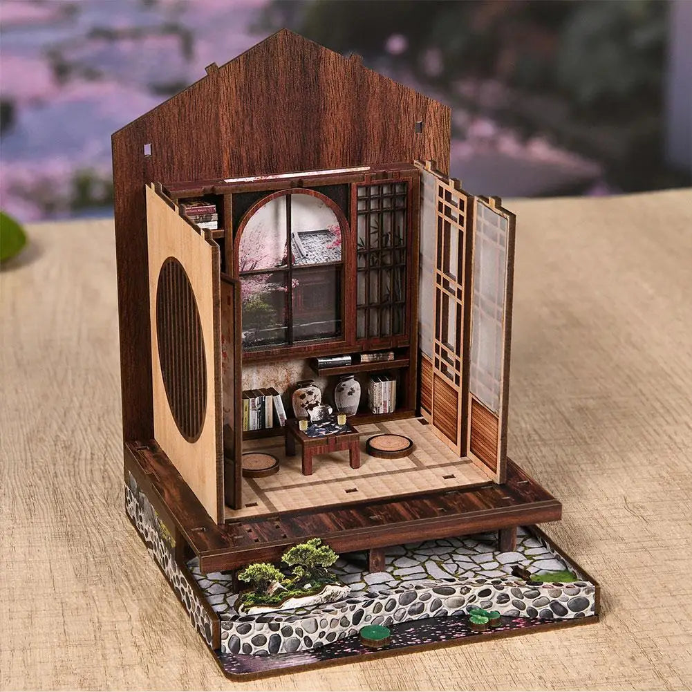 DIY Moss Lantern Book Nook Kit – Japanese Miniature Shelf Insert