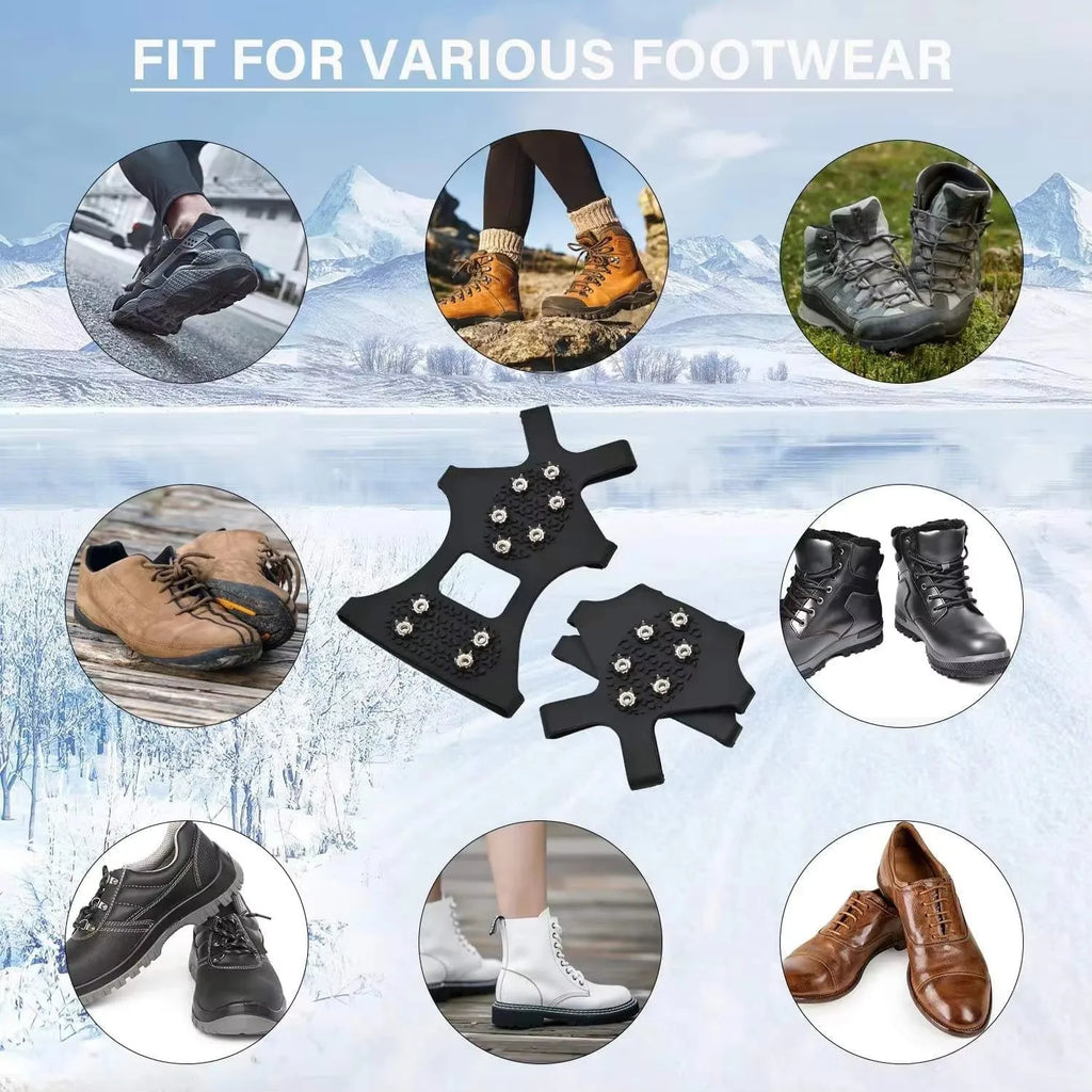 10-Spike Ice Cleats Crampons – Anti-Slip Snow Shoe Grippers