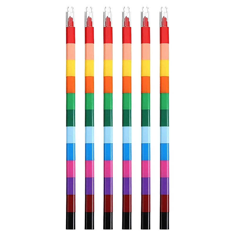 12-Color Stackable Building Block Crayons – Kids Art Gift Set