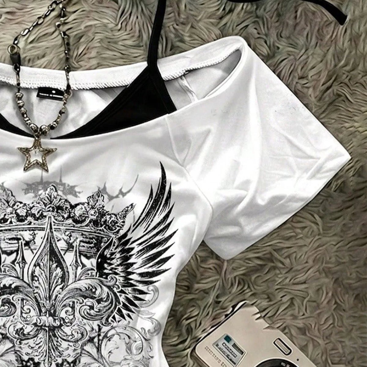 Y2K Harajuku Fake Two-Piece Slim Fit T-Shirt | Women's Top