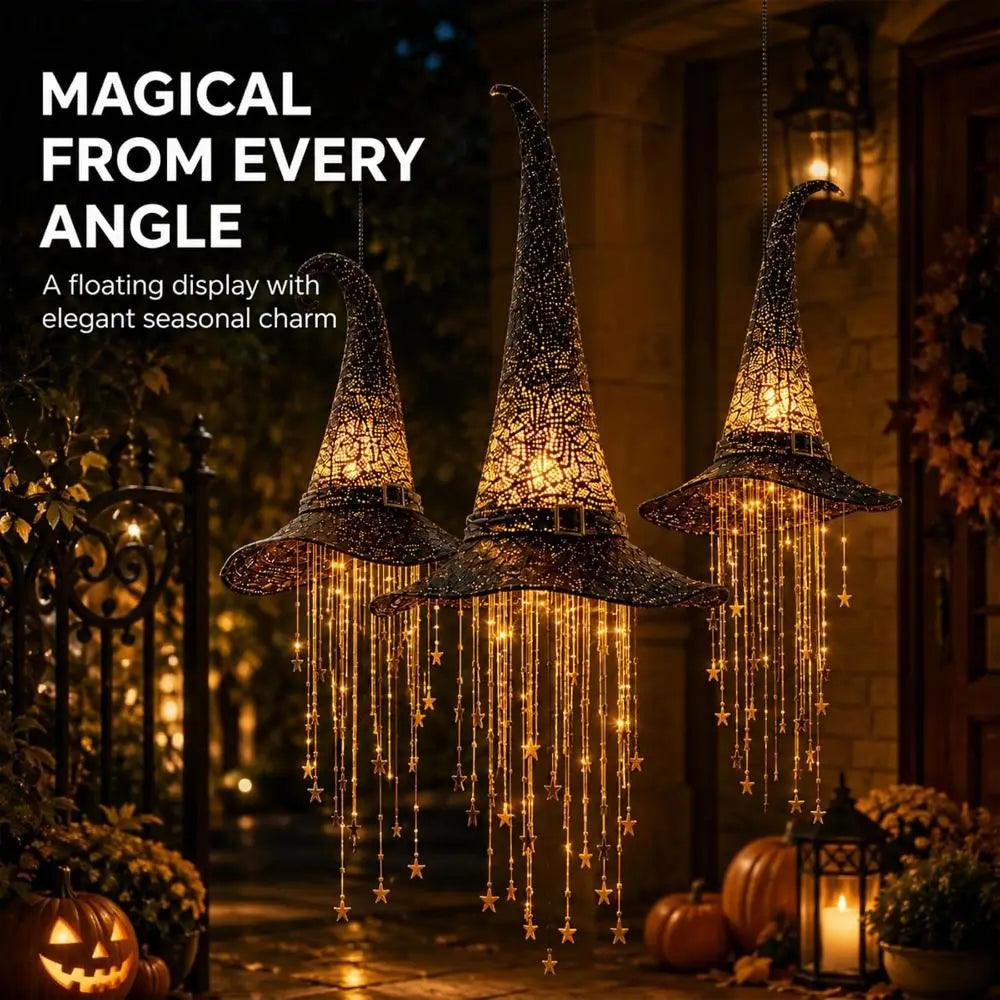 LED Lighted Witch Hat Hanging Chime | Halloween Porch Decor