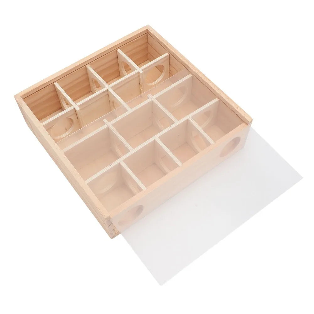 Wooden Hamster Tunnel Maze with Clear Panel – 25×25cm