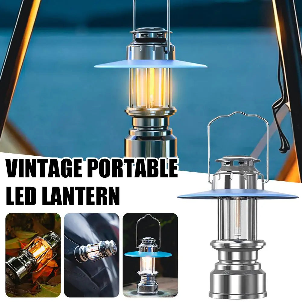 Vintage LED Camping Lantern | USB Rechargeable Retro Tent Light