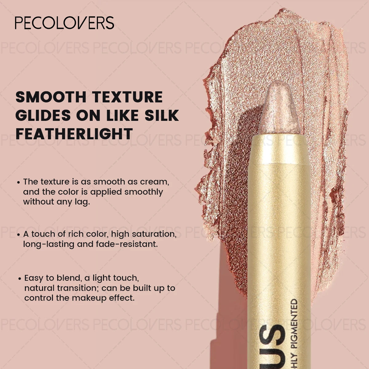 PECOLOVERS Waterproof Eyeshadow Stick – Glitter & Matte Dual-End