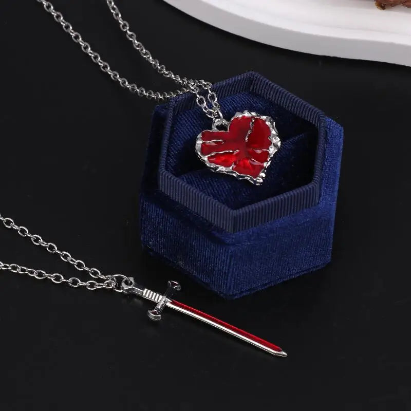 Sword Heart Couple Necklace Set – Sweater & Collarbone Chain