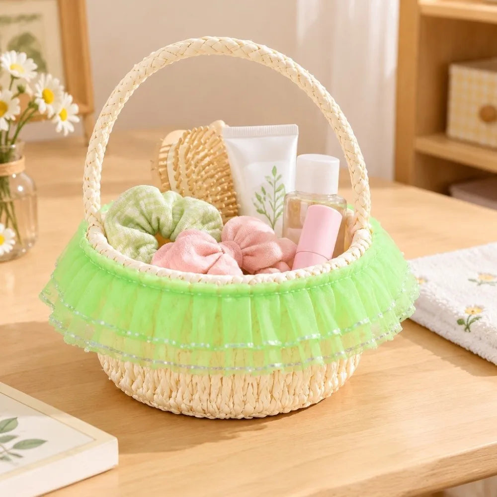 Mini Woven Lace Flower Basket – Wedding & Party Décor