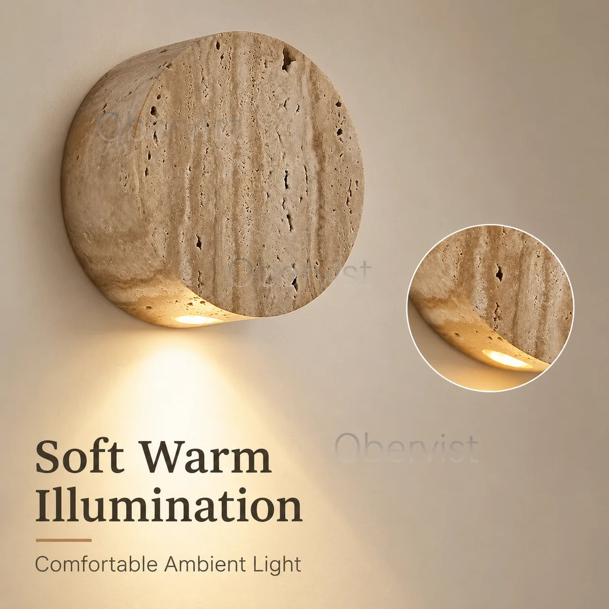 Wabi Sabi Yellow Travertine LED Wall Sconce | Natural Stone Lamp