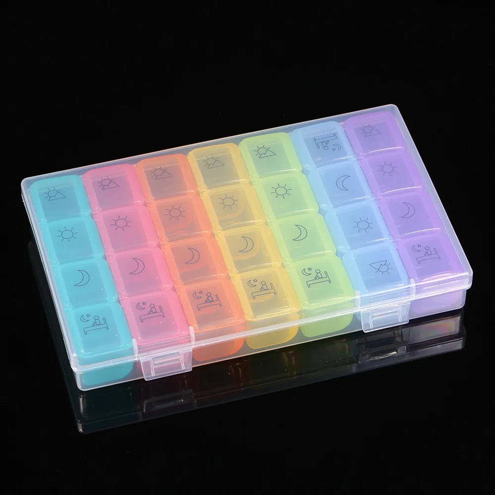 Weekly Pill Organizer – 28-Slot 7-Day 4x Daily Travel Case