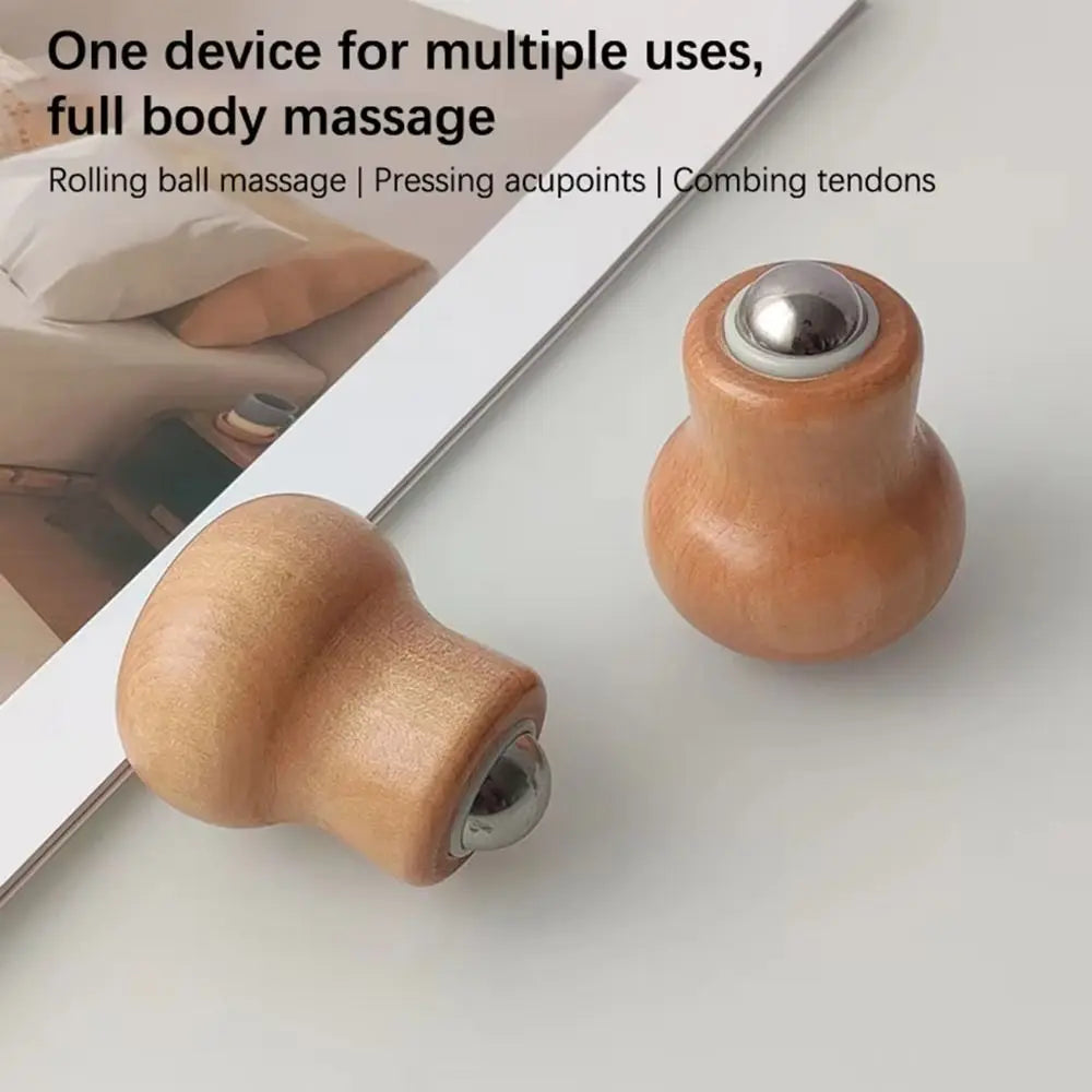 Wooden Handheld Facial Roller Acupressure Massage Stick