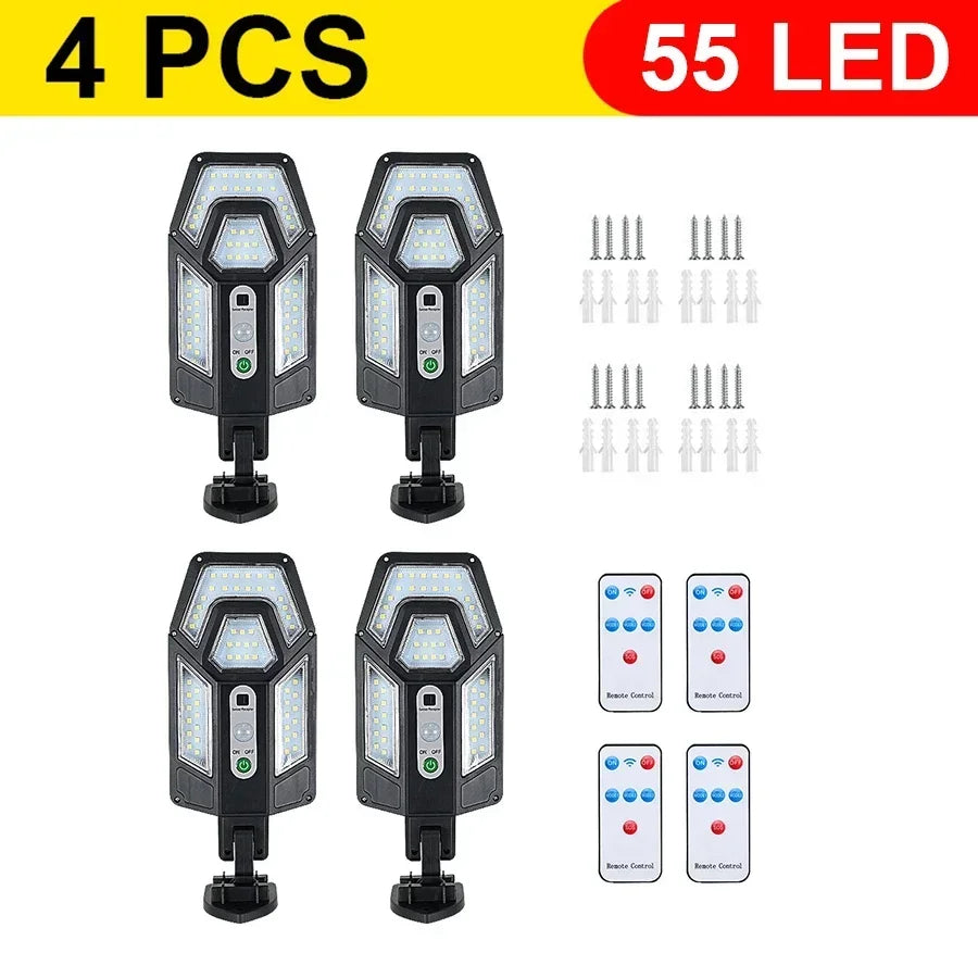 Solar LED Outdoor Motion Sensor Light – 55 LED Remote Control