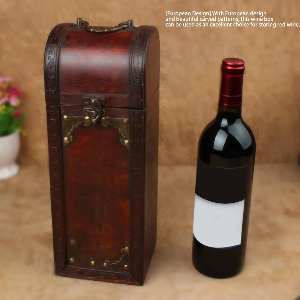 Wooden Wine Gift Box – Single Bottle Case with Lid & Handle