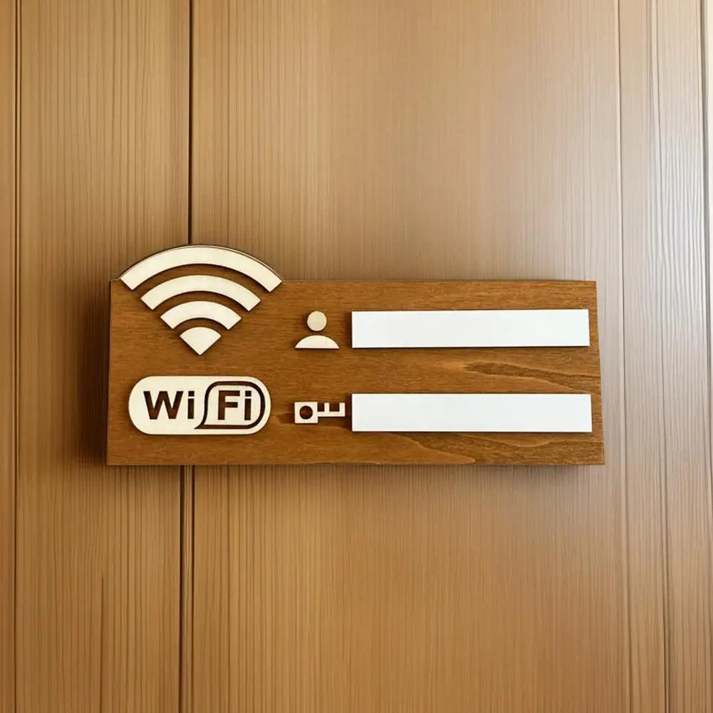 Rustic Wooden WiFi Password Sign – Rewritable Wall Plaque