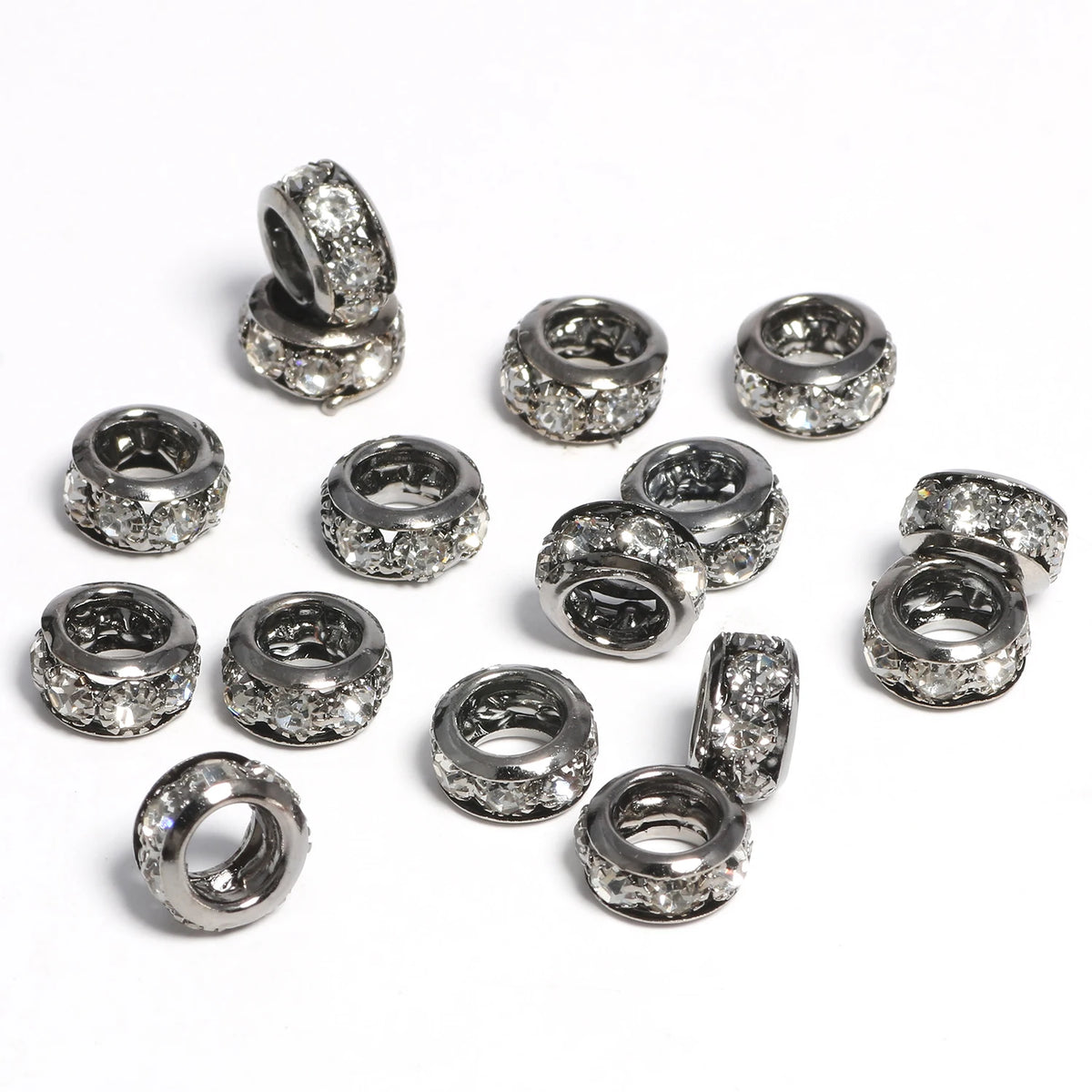 Rhinestone Copper Spacer Beads – Big Hole Rondelle DIY Jewelry