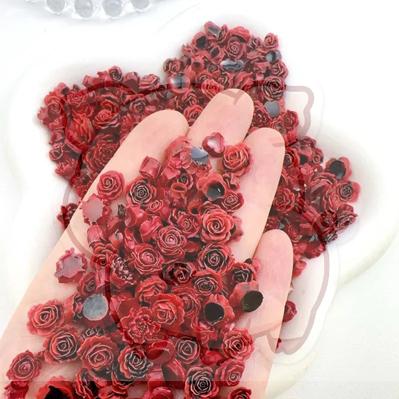 3D Luminous Rose Nail Art Charms – 30 Pcs Resin Flower Set