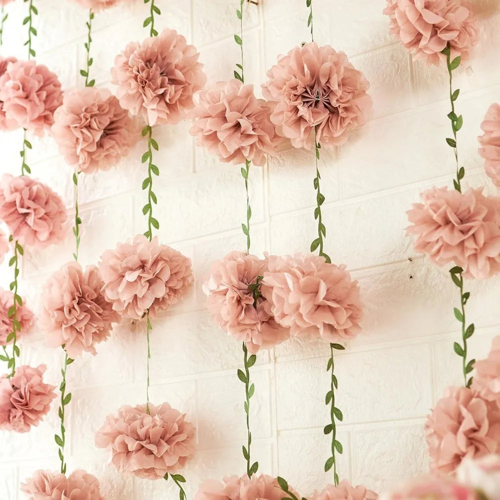 Tissue Paper Pom Pom Garland 2.5m – Hanging Party Décor